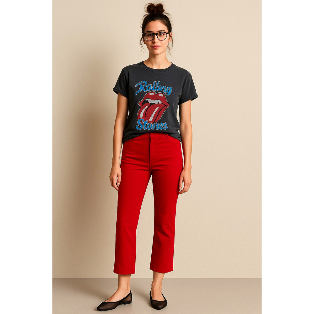 Theory 4 High Rise $298. Moleskin Twill Trousers Cotton Pants Cropped Red